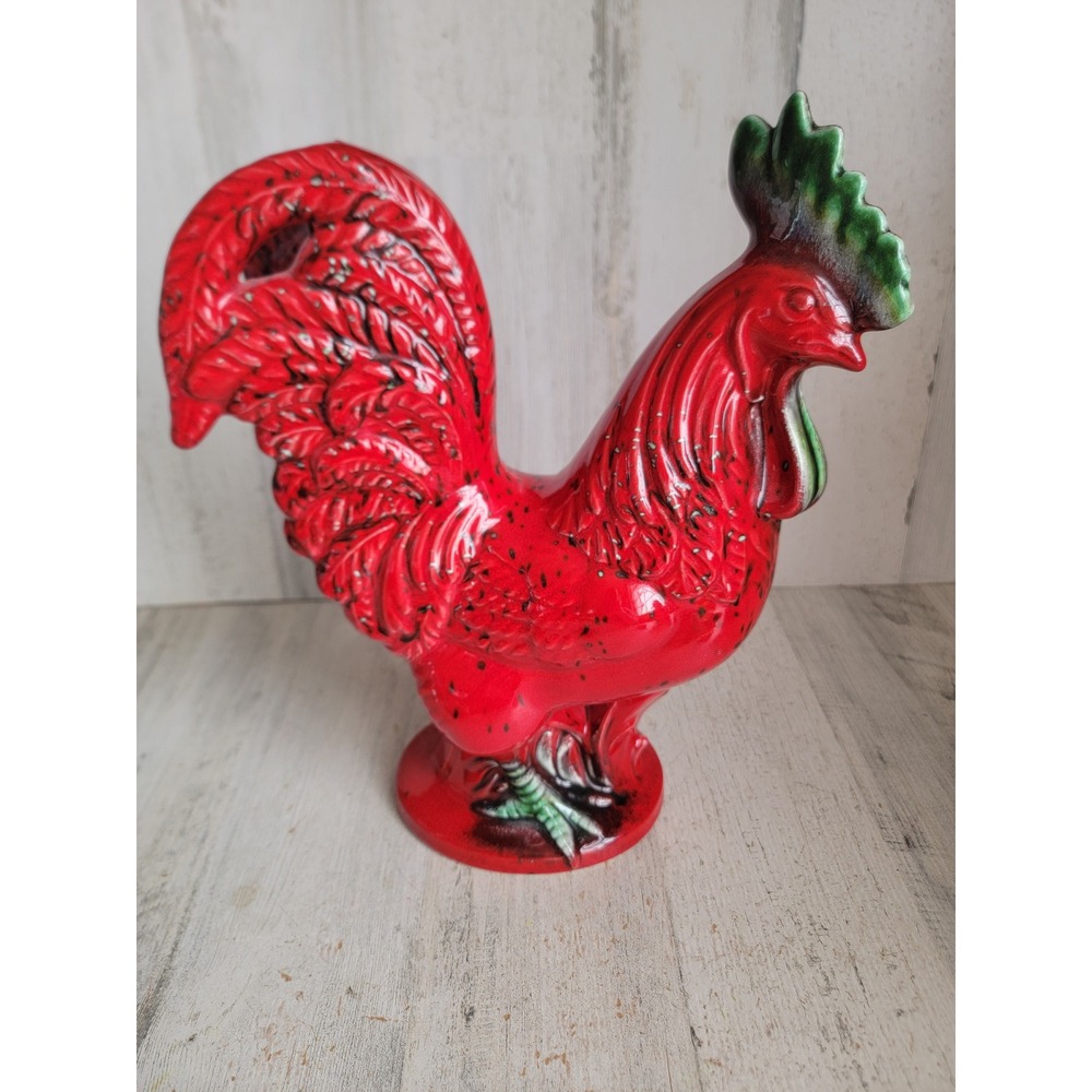 vintage Royal Haeger red rooster bird ceramic farm home decor chicken